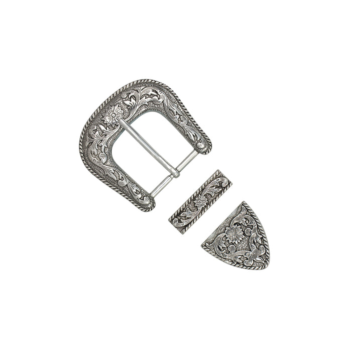 Victoria 3 Pcs Buckle Sets, 38mm (1-1/2") Nickel & Young Antique Silver 38mm (1-1/2")