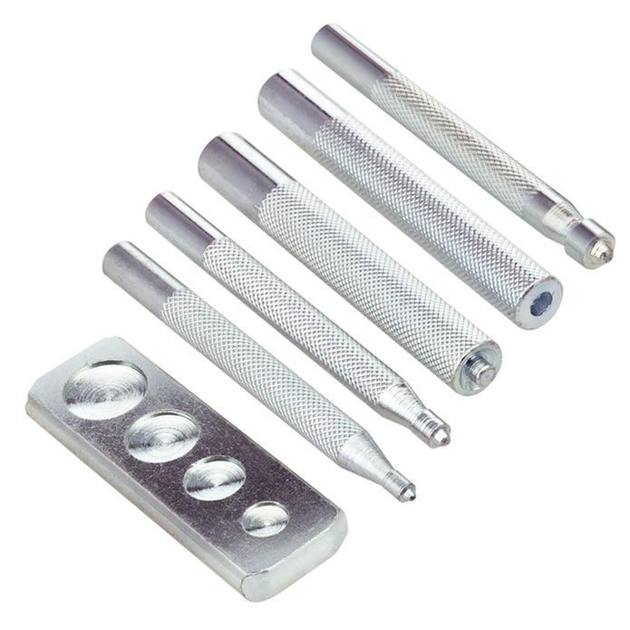 Deluxe Snap Setter & Anvil 6 Pcs Set Nickel & Young