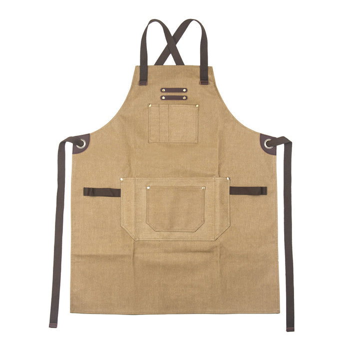 Leather Trim Waxed Canvas Apron Nickel & Young